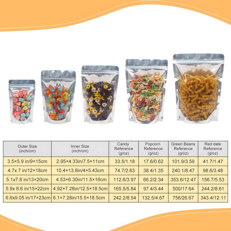 SumDirect Reusable Aluminium Foil Zipper Stand Up Food Pouches Bags with Notch for Food Storage 6.6x9 Inches,28oz,Pack of 50 - Image 5